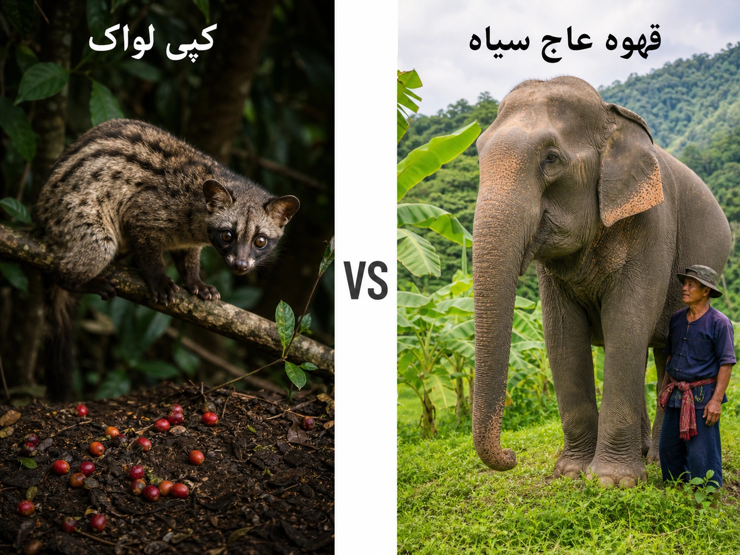 مقایسه قهوه از مدفوع فیل Black Ivory Coffee با کپی لواک — تفاوت قیمت، طعم و رفاه حیوانی