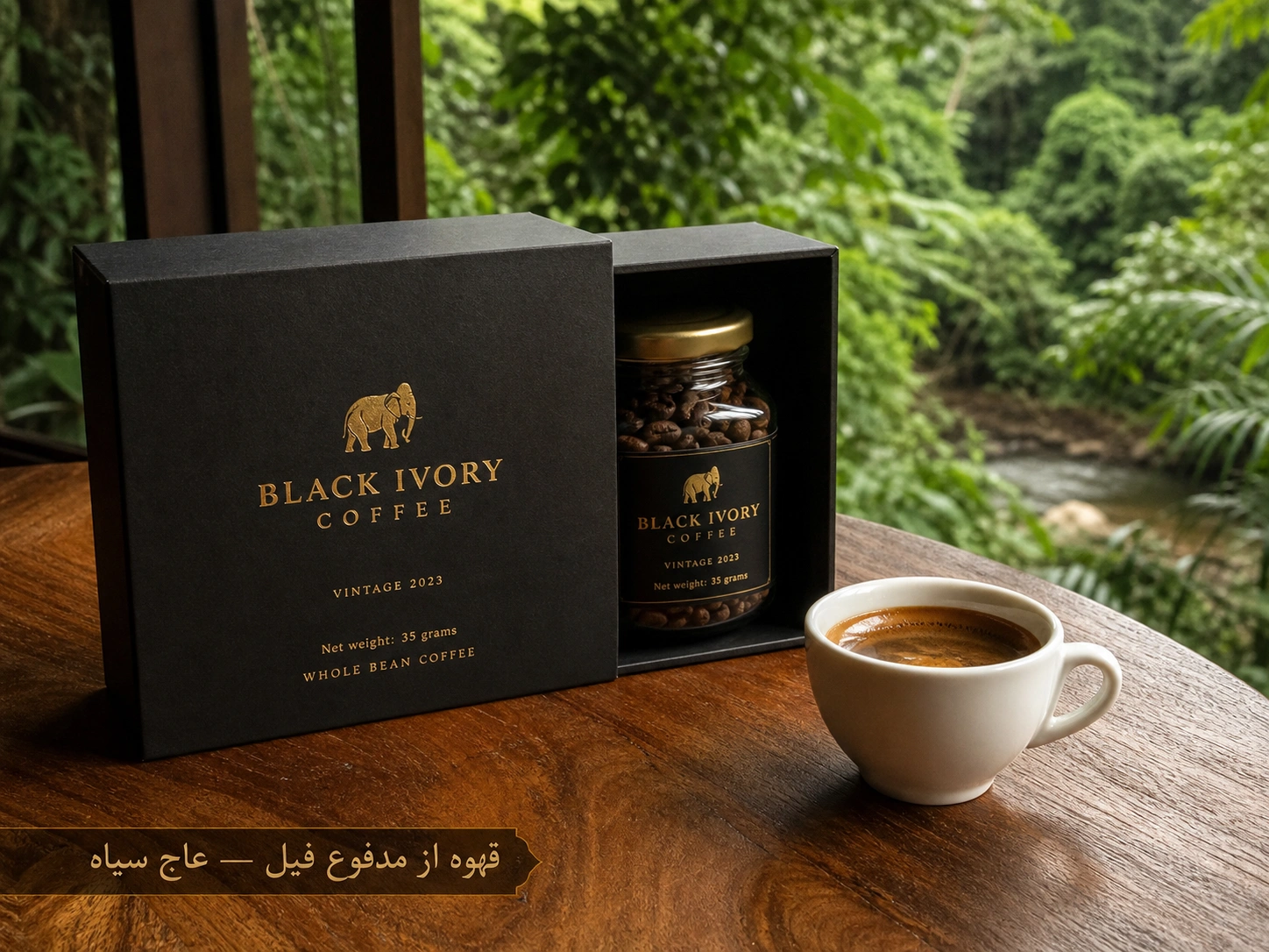 قهوه از مدفوع فیل Black Ivory Coffee — گران‌ترین و کمیاب‌ترین قهوه جهان با بسته‌بندی لوکس مشکی و طلایی